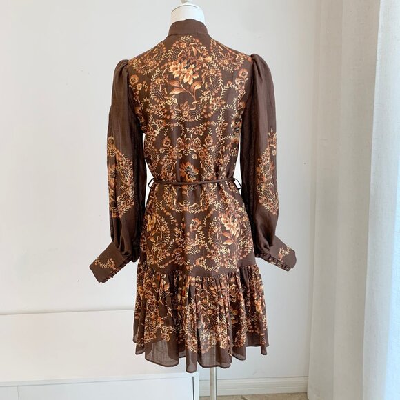 Seraphina belted tiered printed ramie mini dress - Picture 5 of 9